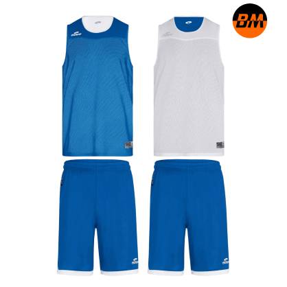 Ensemble de basket maillot réversibles et short non réversible Dunk bleu et blanc